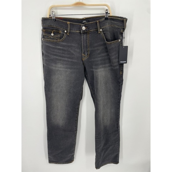 True Religion RickyStraight Jeans Men's 38 Black Gray Denim Gloomy Wash NWT